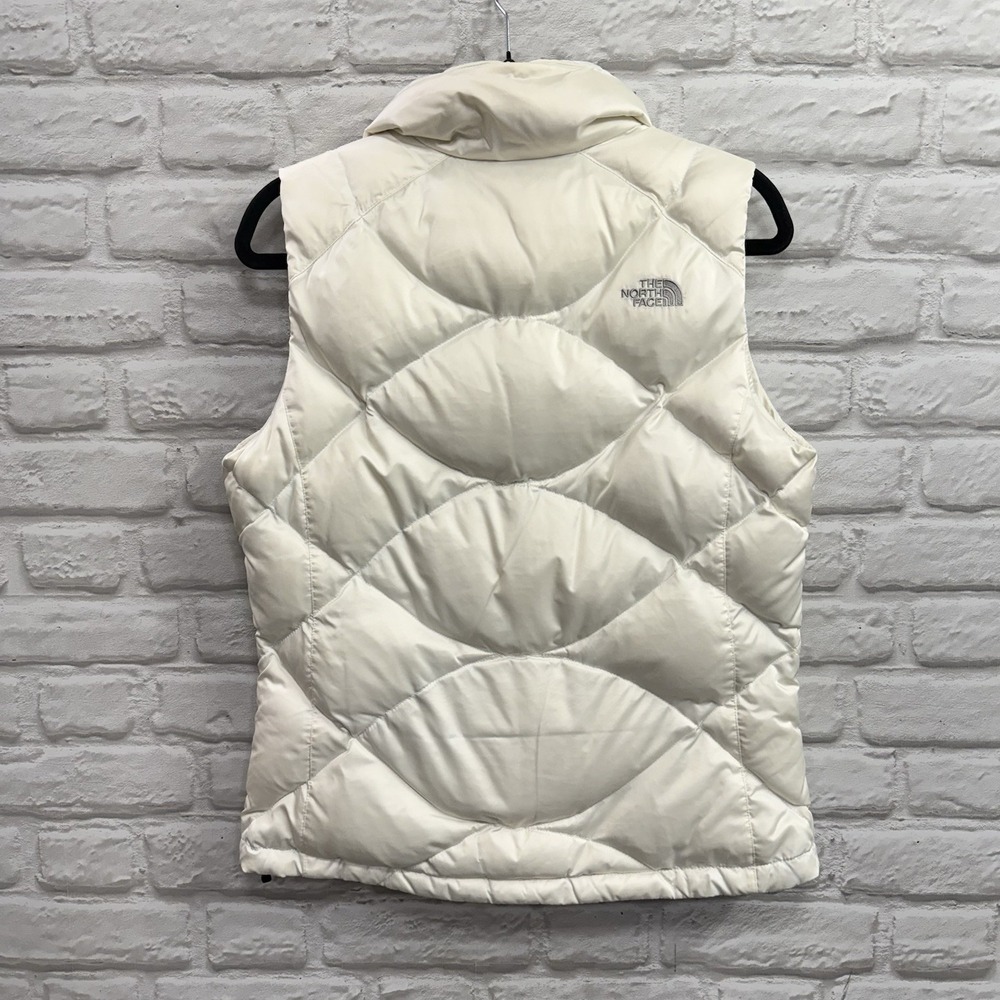 The North Face 550 Goose Down Quilted Puffer Vest Women's Sz Medium White‎ Blue - Picture 2 of 14